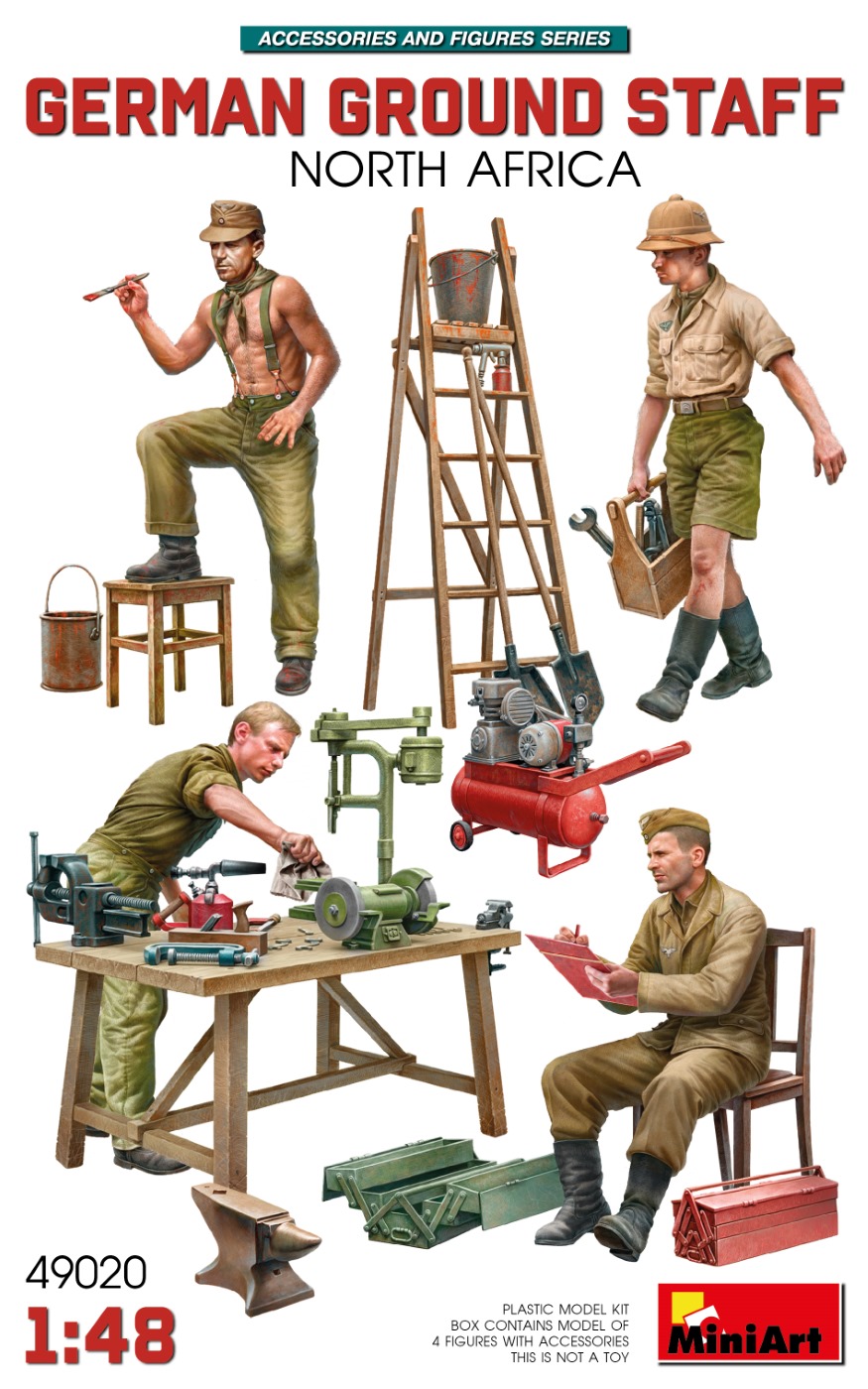 1/48　ドイツ軍 北アフリカ 地上作業員 w/アクセサリー フィギュア4体入