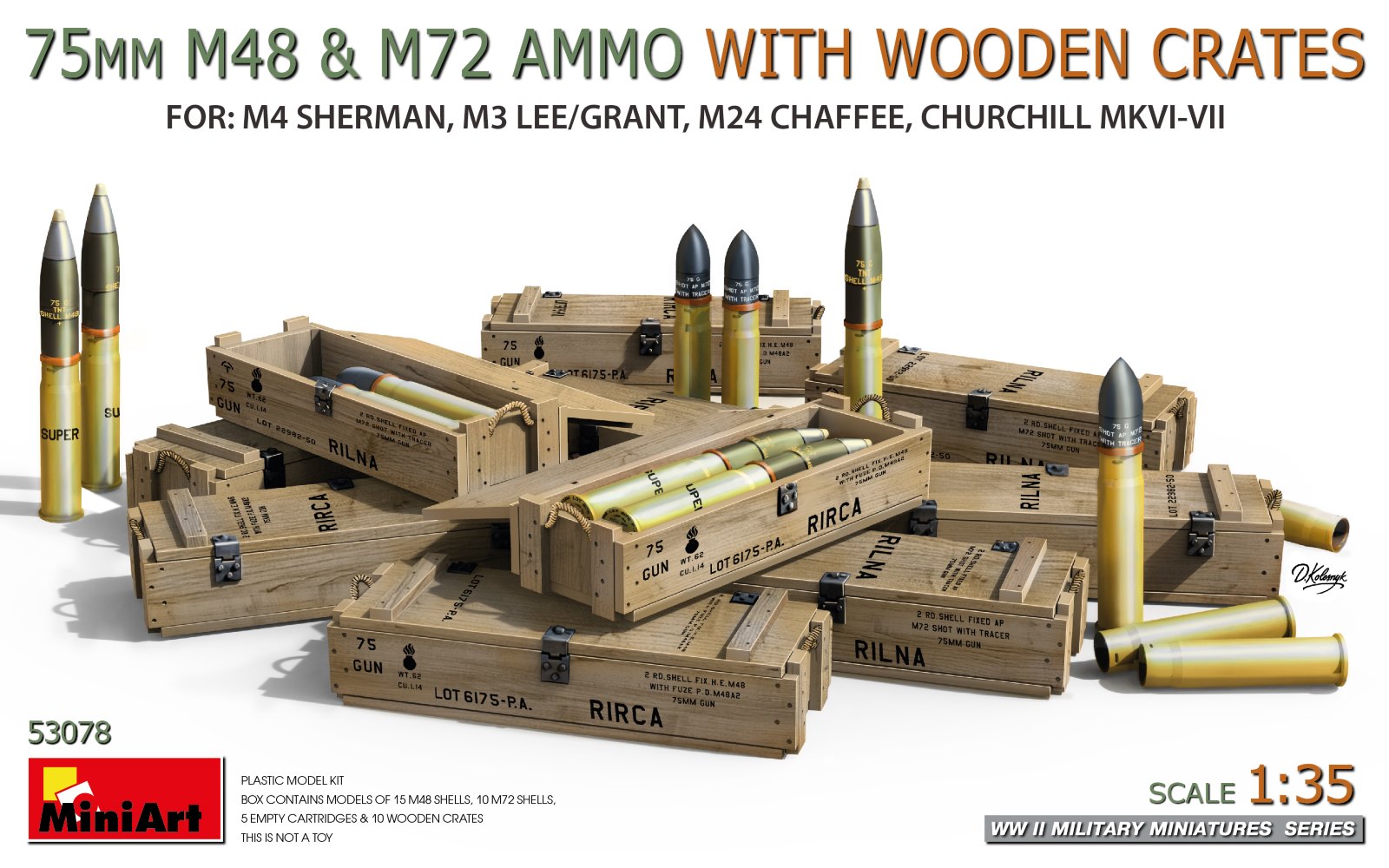 【予約する】　1/35　75mm M48＆M72用弾薬 w/木箱