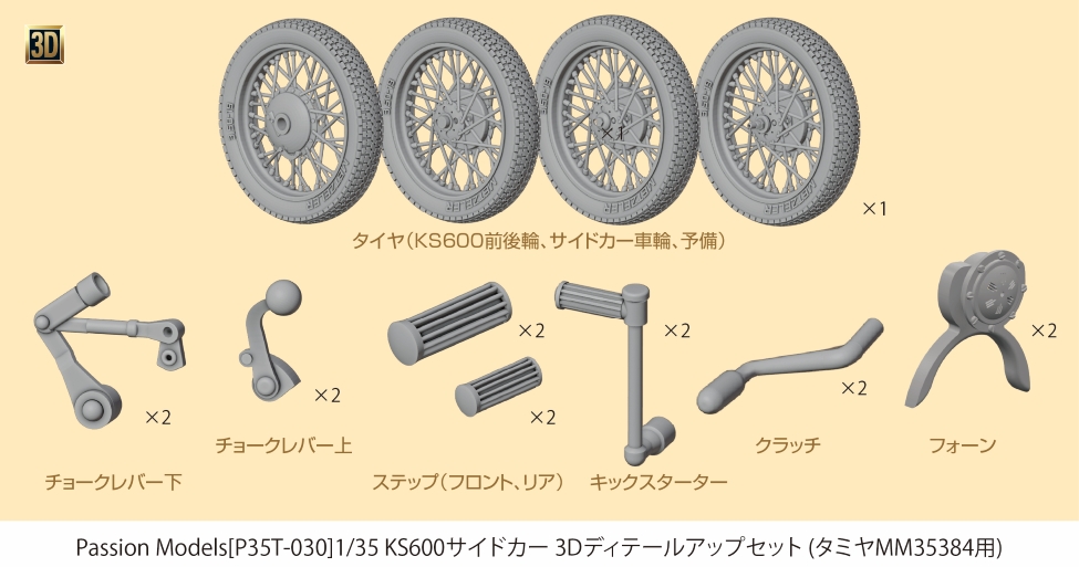 1/35 KS600サイドカー 3Dディテールアップセット