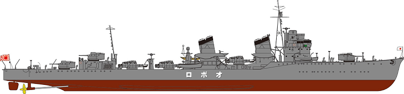 1/700　日本海軍 特型駆逐艦 朧（おぼろ） 新WWII 日本海軍艦船装備セット7 付