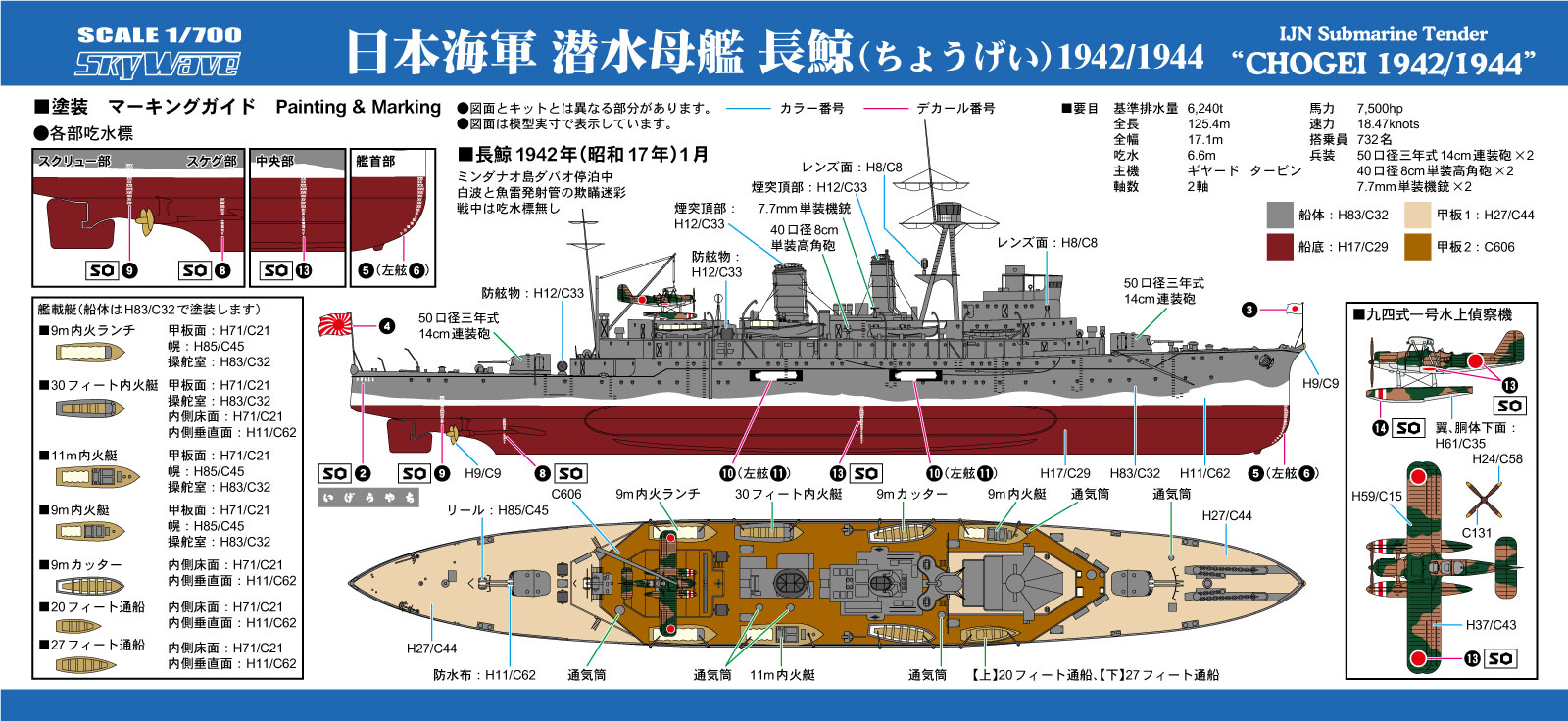 【予約する】　1/700 日本海軍 潜水母艦 長鯨 1942/1944