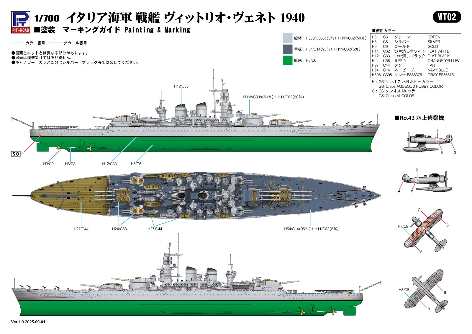 1/700 イタリア海軍 戦艦 ヴィットリオ・ヴェネト 1940