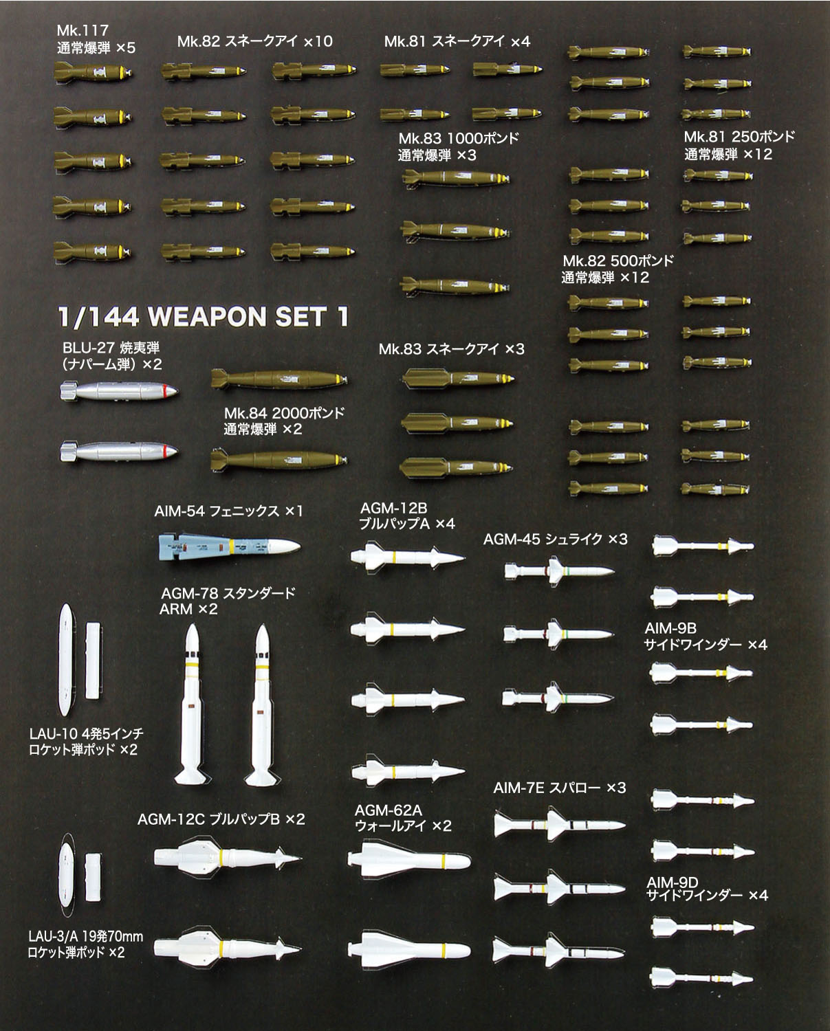 1/144 現用航空機用 ウェポンセット1 通常爆弾 ＆ ミサイル ’50〜 - ウインドウを閉じる
