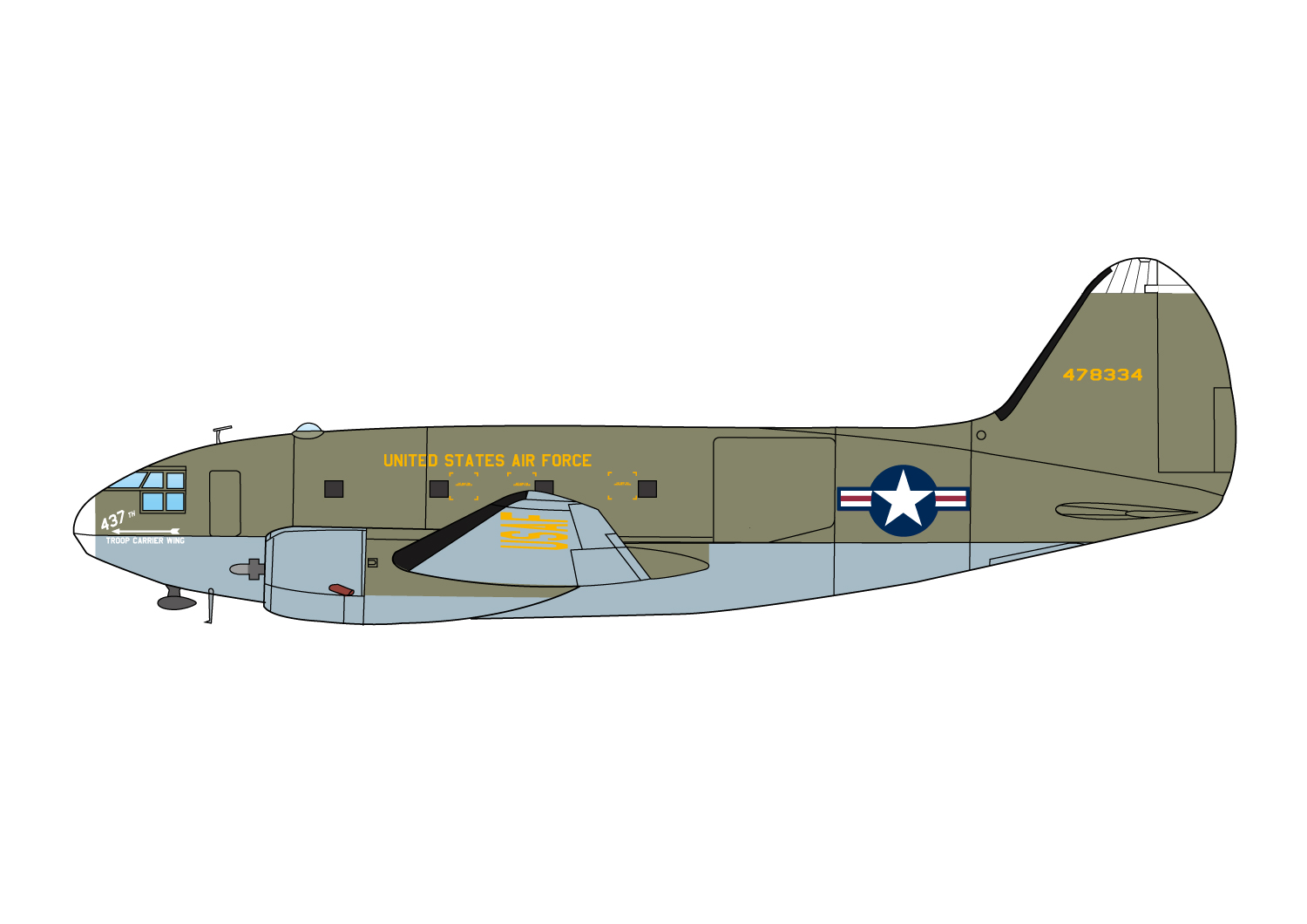 【予約する】　1/144 アメリカ空軍 C-46D 輸送機 第437輸送航空団