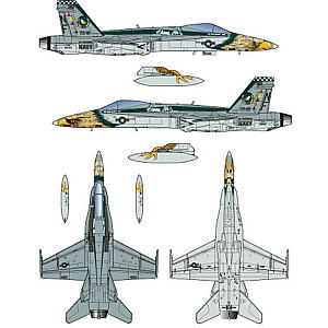 1/72 アメリカ海軍 F/A-18Cホーネット VFA-195 "チッピー　ホー！II" 1996 - ウインドウを閉じる