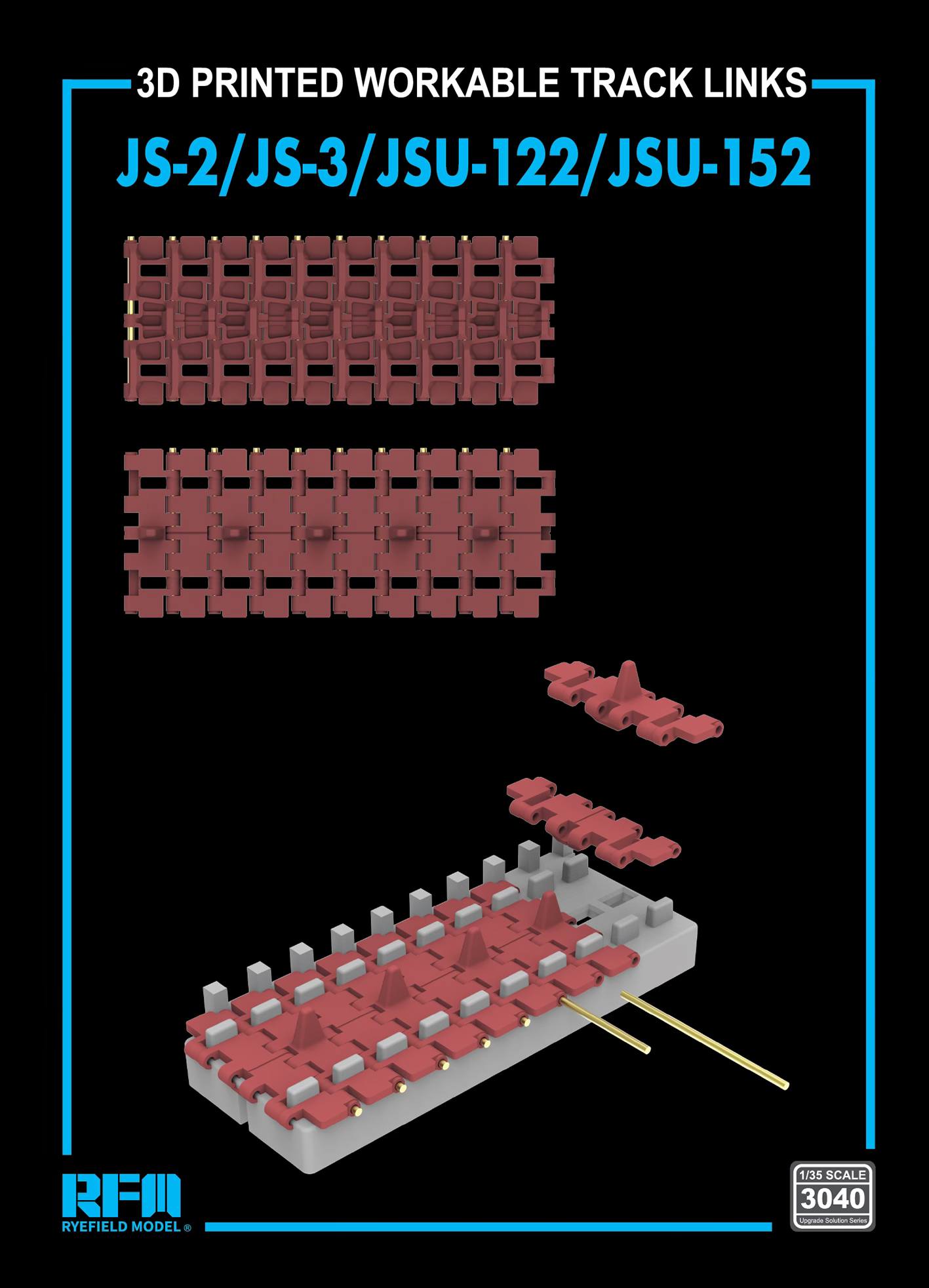 【予約する】　1/35 JS-2/JS-3/JSU-122/JSU-152 用可動式履帯セット (3Dプリンター製)