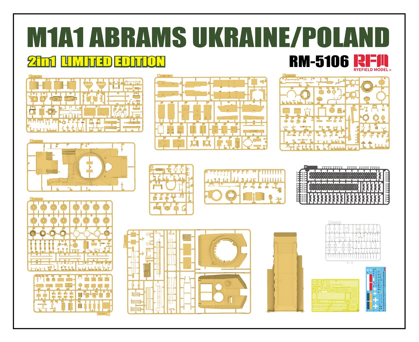 1/35 M1A1 エイブラムス ウクライナ/ポーランド軍w/コンタークト1 ERA 2 in 1