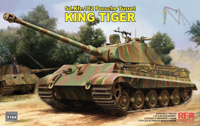【予約する】　1/35 Sd.Kfz.182 キングタイガー "ポルシェ砲塔"w/2t簡易クレーン & 連結組立可動式履帯
