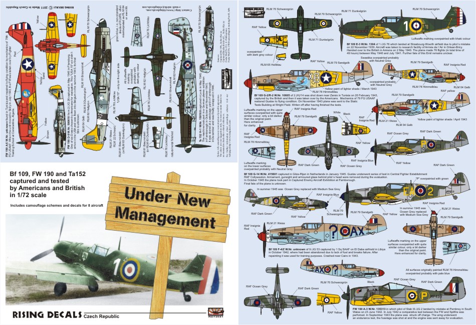1/72　Bf109、Fw190 アンダー ザ ニューマネージメント -連合軍捕獲機 ドイツ機