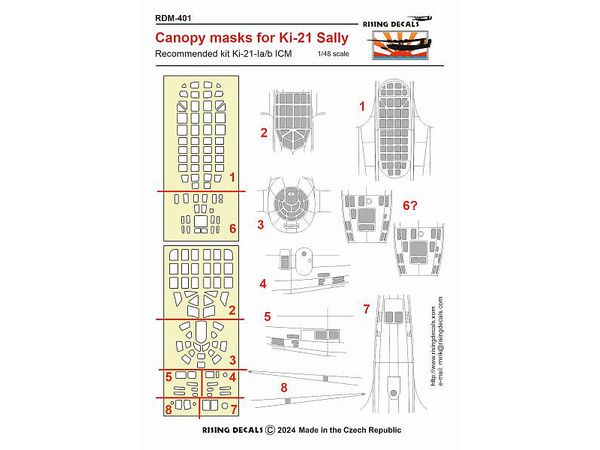 1/48 Ki-21-I 九七式重爆撃機塗装マスクシール (ICM用) - ウインドウを閉じる