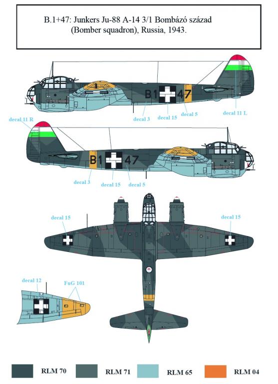 1/48　ユンカースJu88 ｢ハンガリー空軍｣ (2機分国籍マーク付) - ウインドウを閉じる