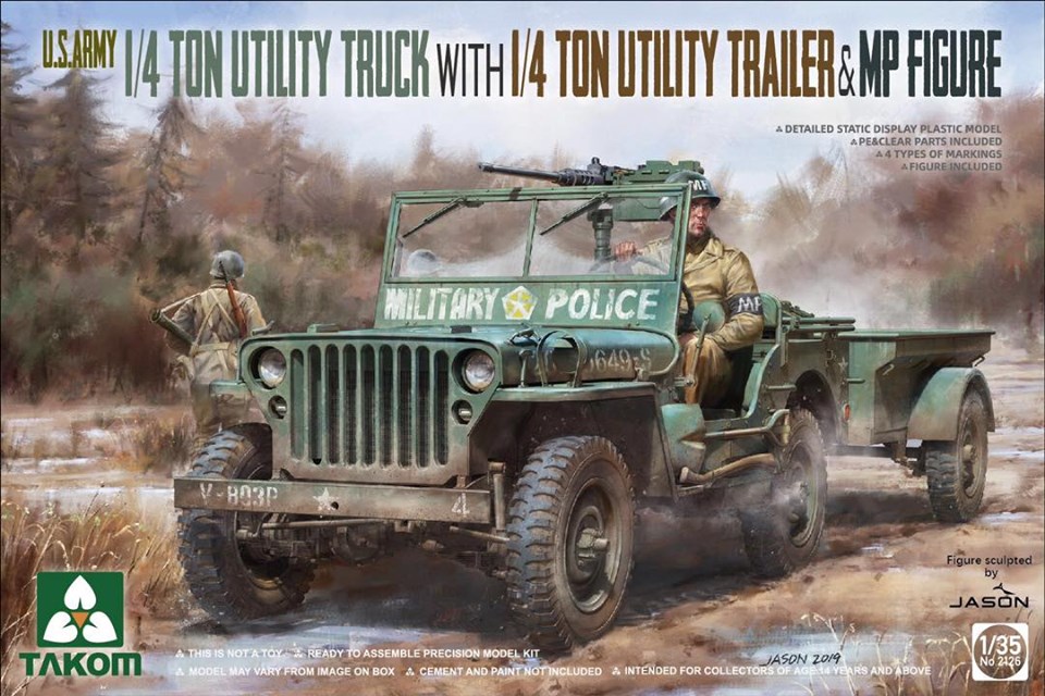 1/35 米陸軍 1/4トン ユーティリティトラックw/トレーラー＆憲兵フィギュア - ウインドウを閉じる