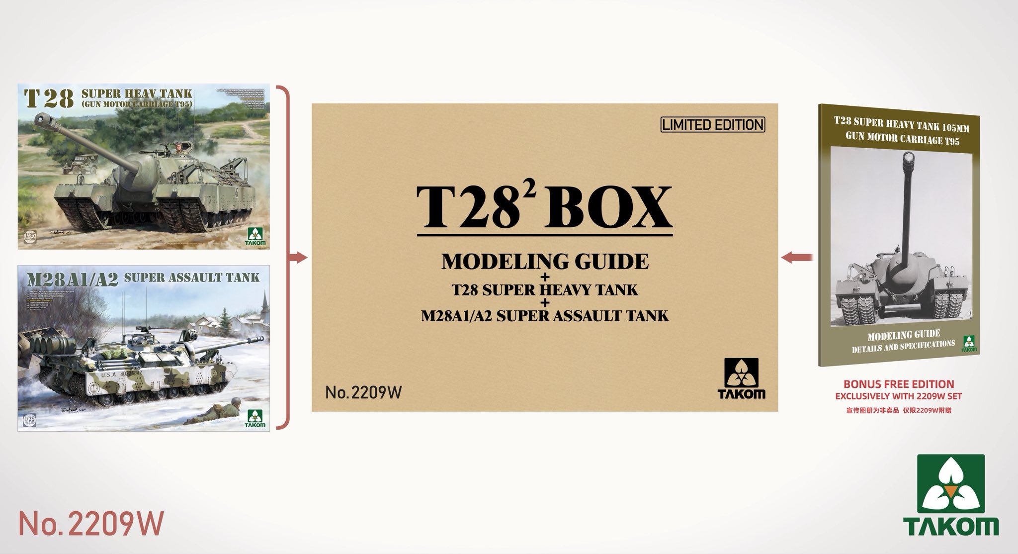 【予約する】　1/35 T28² ボックス (TKO2209 + TKO2210 + モデリングガイドブック)