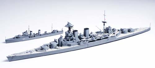 1/700　イギリス海軍巡洋戦艦フッド ＆ E級駆逐艦 北大西洋追撃作戦