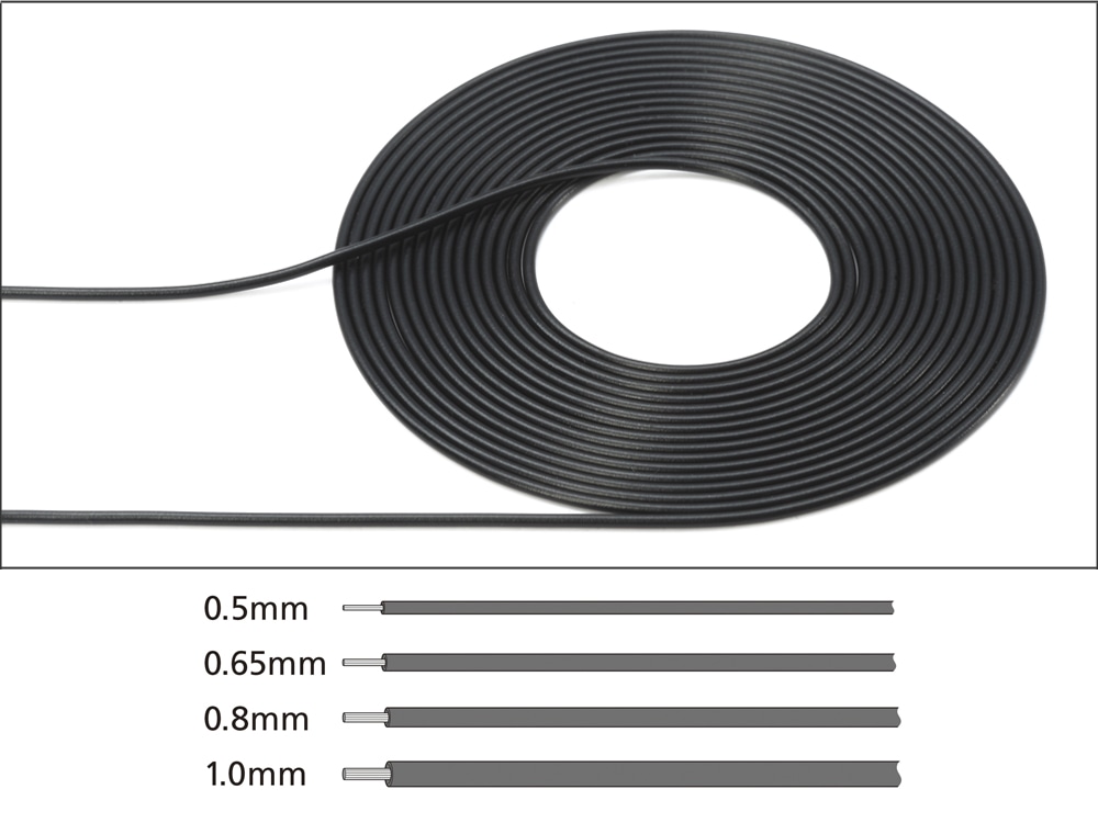 パイピングケーブル 外径φ0.5mm（ブラック） - ウインドウを閉じる