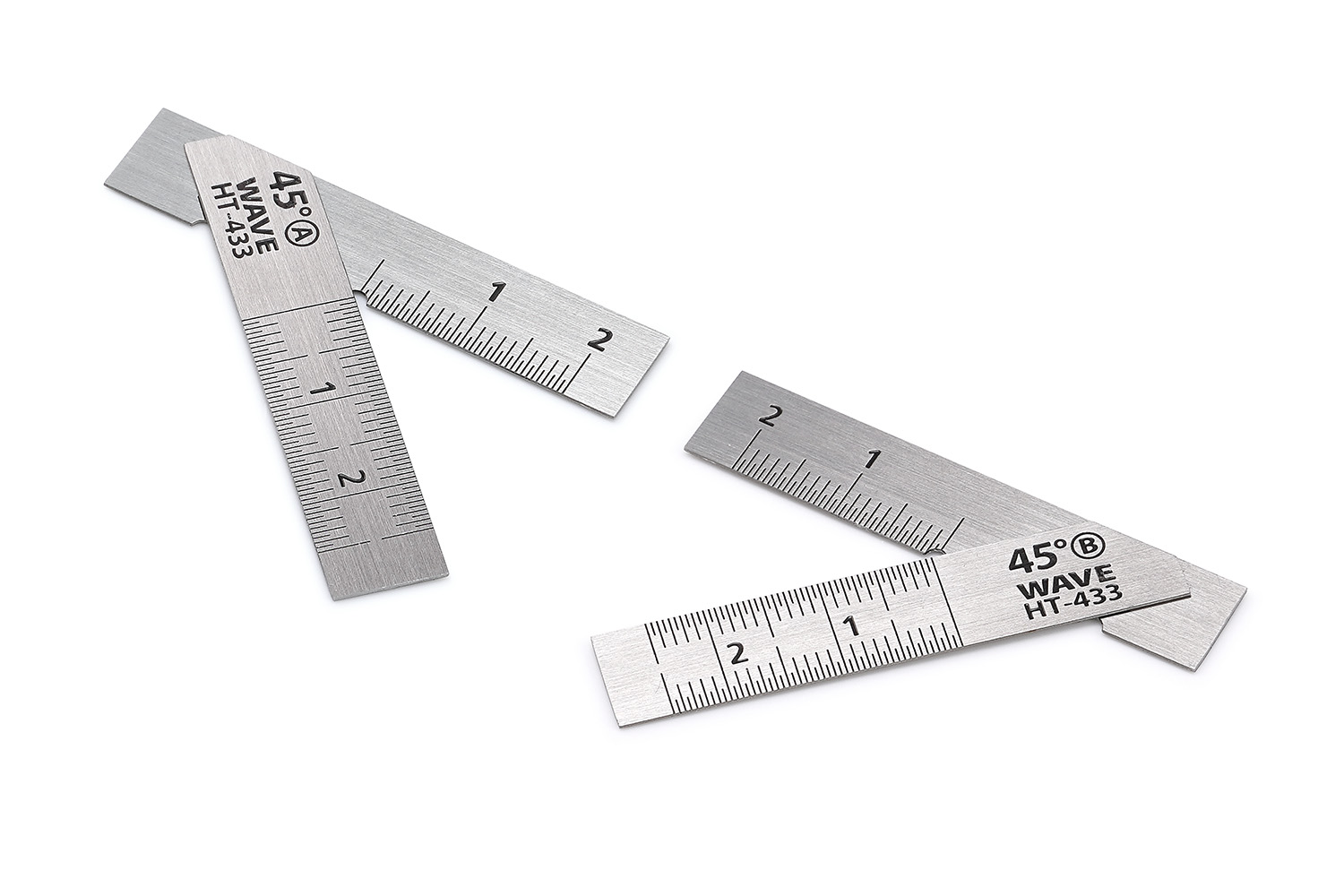 HGステンレスT定規【ショートタイプ】2枚組／45°