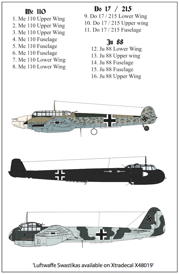 1/48　Luftwaffe Heavy Fighter Crosses for Junkers Ju 88; Dornier - ウインドウを閉じる