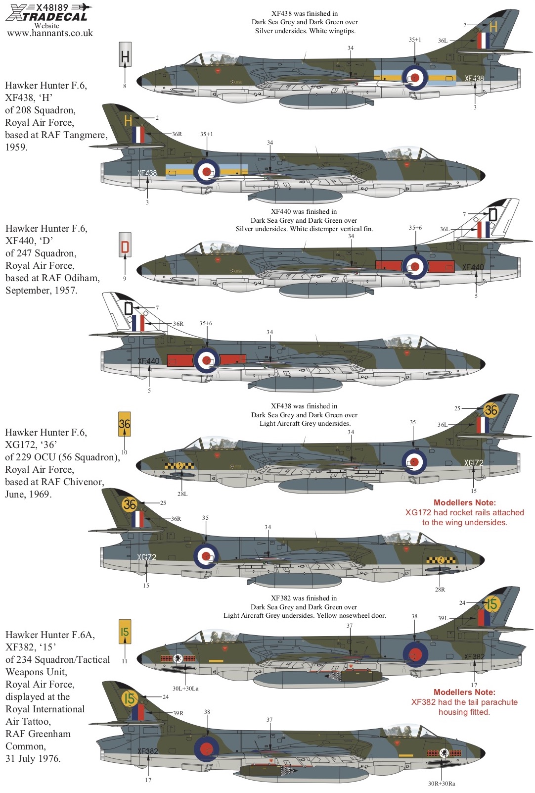 1/48　Hawker Hunter F Mk.6 (8) XF438/H 208 Sqn RAF Tangmere 1959 - ウインドウを閉じる