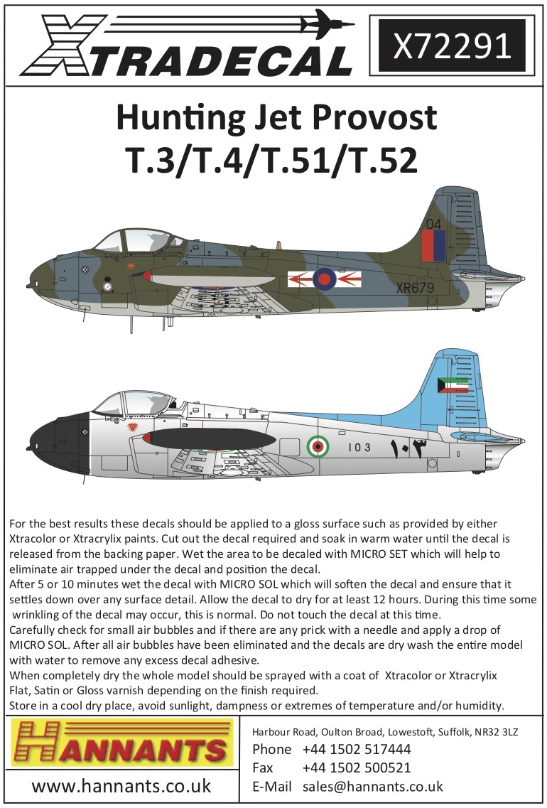 1/72　ﾎｰｶｰﾊﾝﾀｰ Hunting Jet Provost T.3/T.3a/T4/ T51/T52 (10) - ウインドウを閉じる